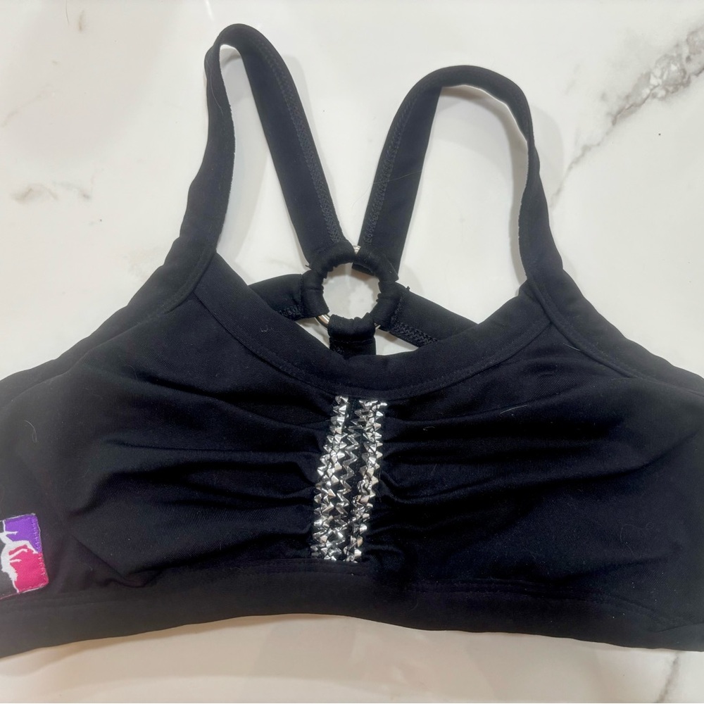PoleFit Bad Kitty three ring sports bra with metallic runch